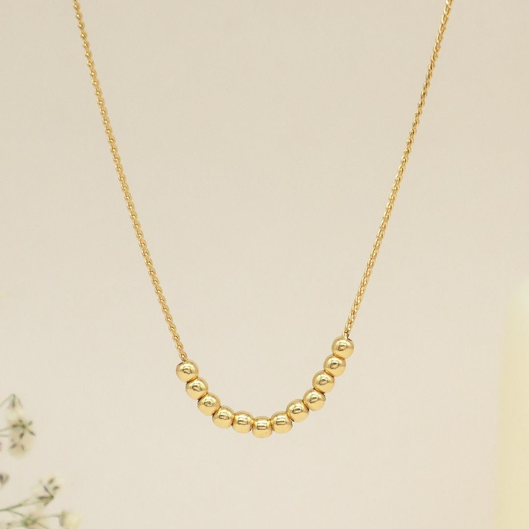 Dainty Beaded Golden Ball Necklace