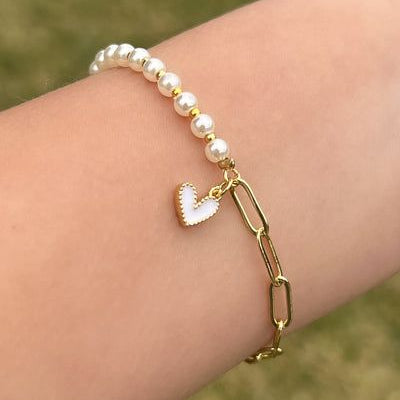 Sweet & Cute Love White Heart Bracelet