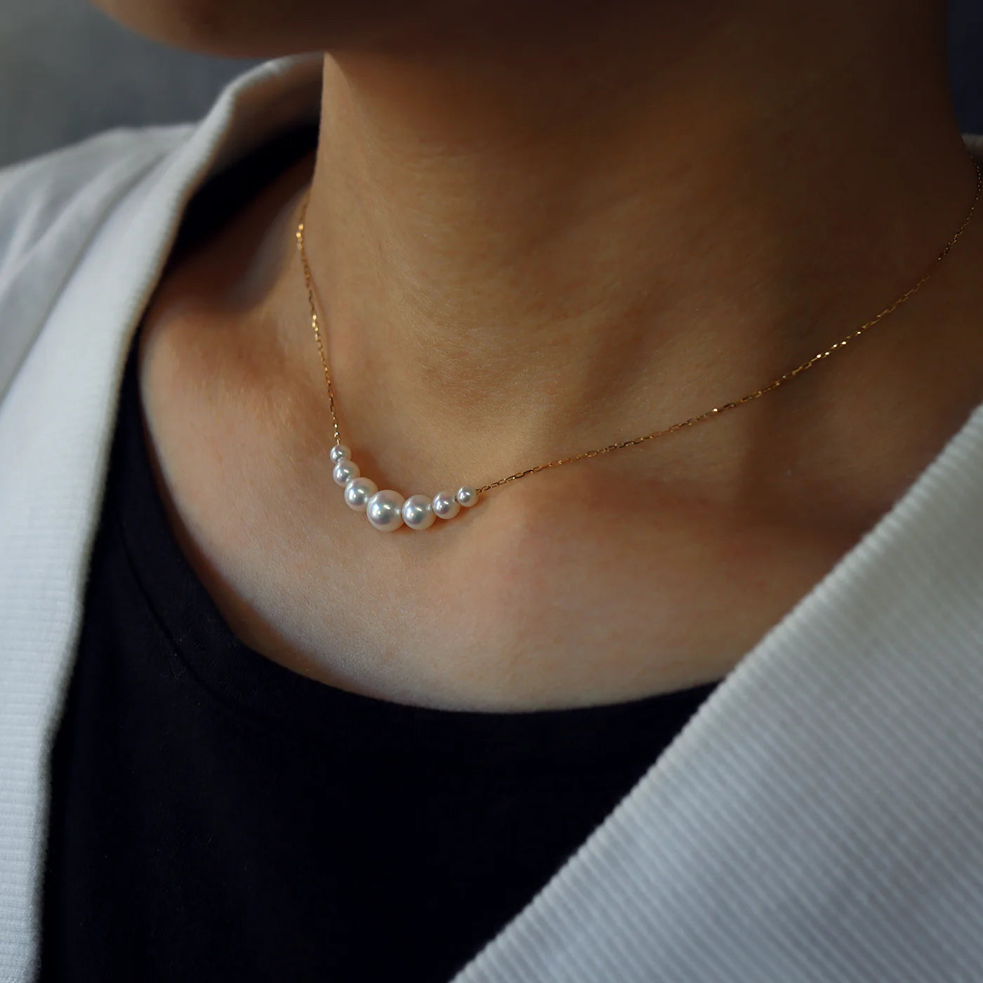 Graduated Pearl Chain Necklace