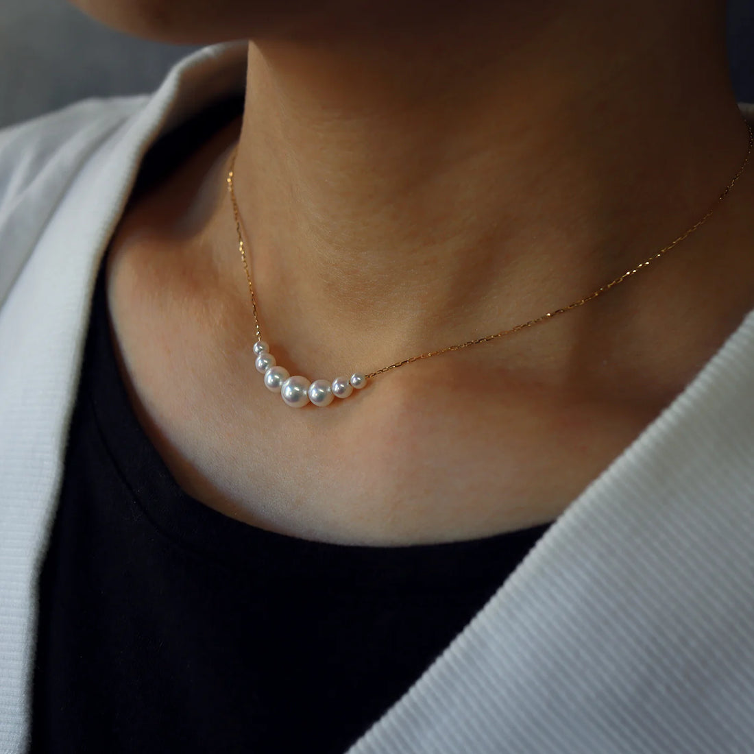 Graduated Pearl Chain Necklace