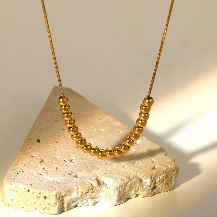 Dainty Beaded Golden Ball Necklace