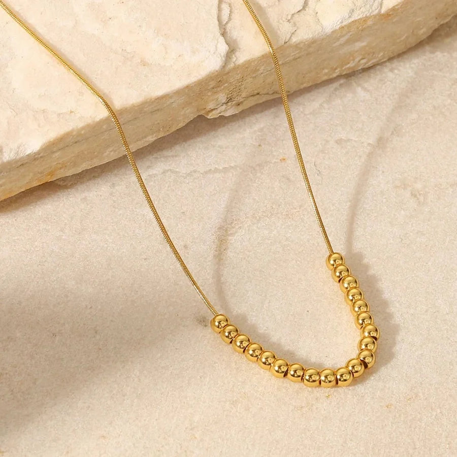 Dainty Beaded Golden Ball Necklace