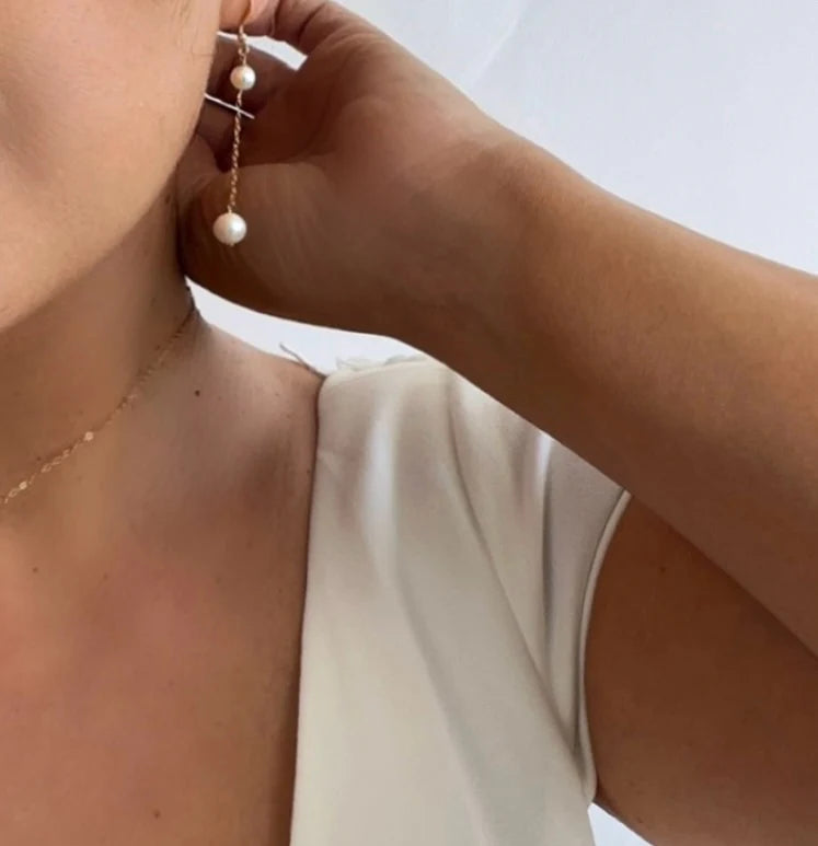 Twin Pearl Threader Earrings