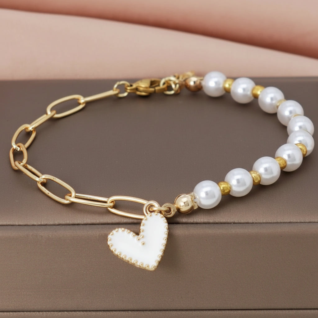 Sweet & Cute Love White Heart Bracelet