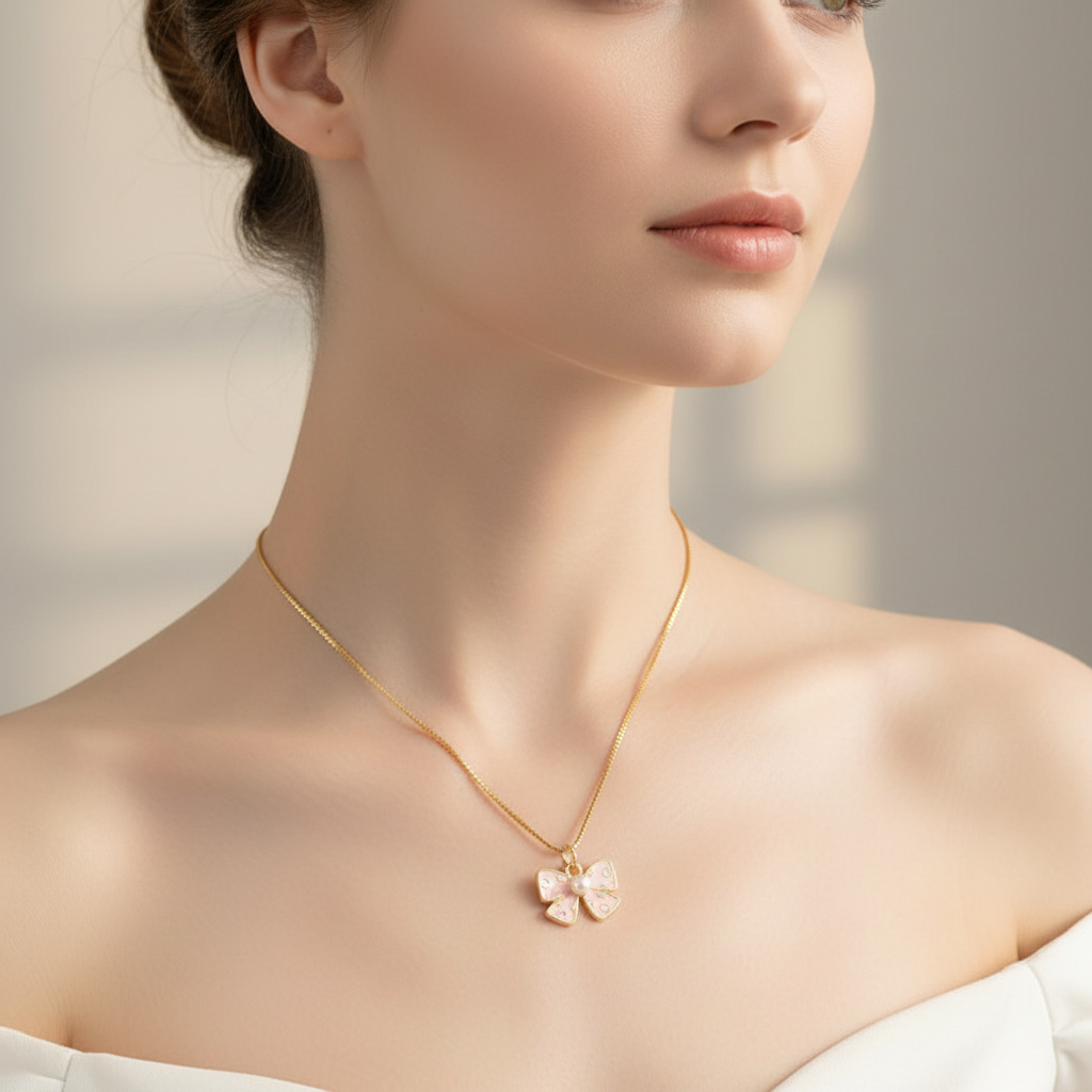 Pretty Pookie Bow Pendant Necklace