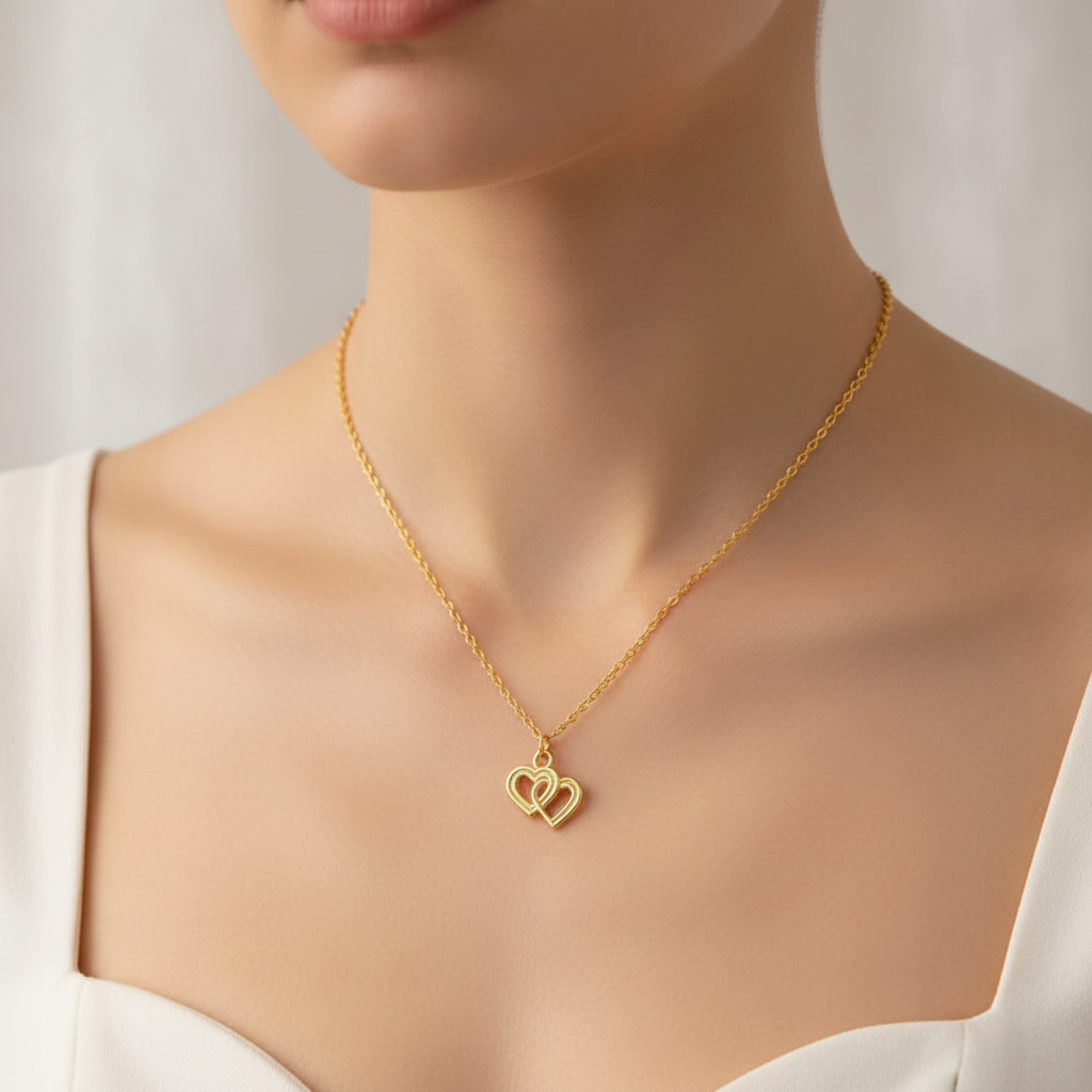 Elegant Golden Heart Chain Pendant