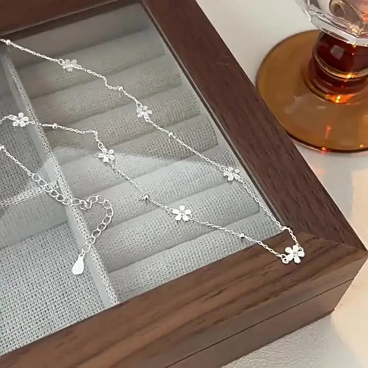 Elegant Silver Flower Charm Necklace