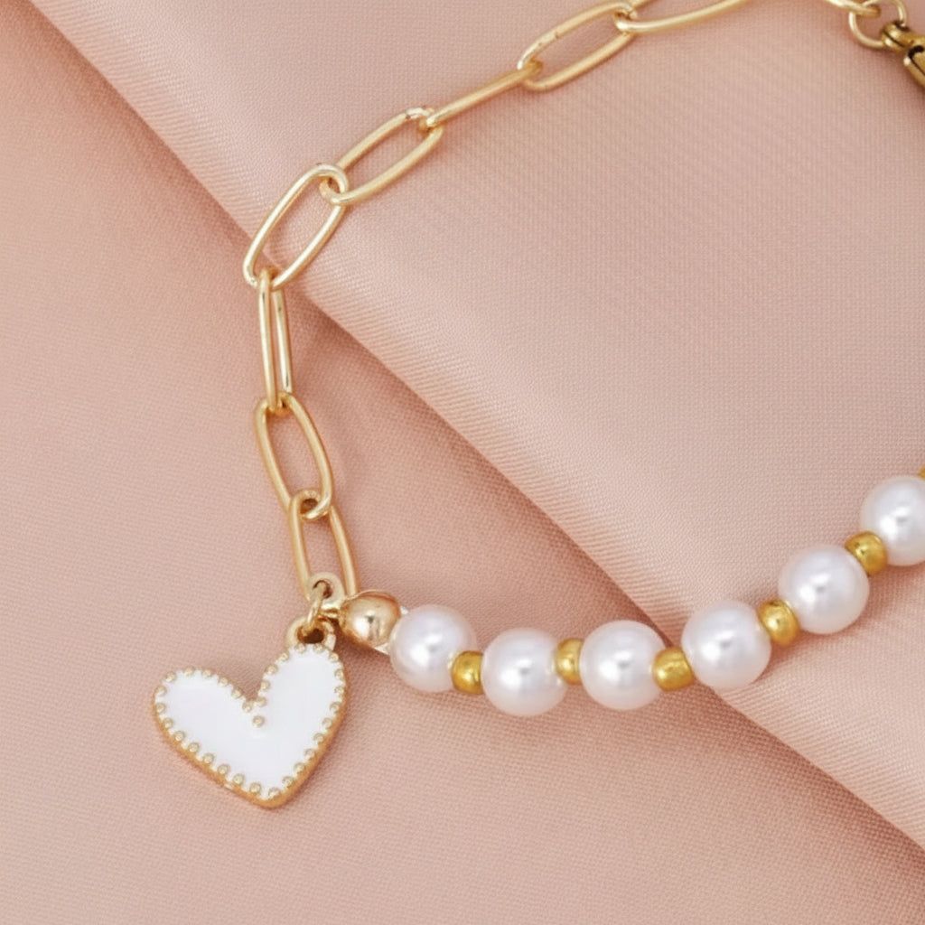 Sweet & Cute Love White Heart Bracelet