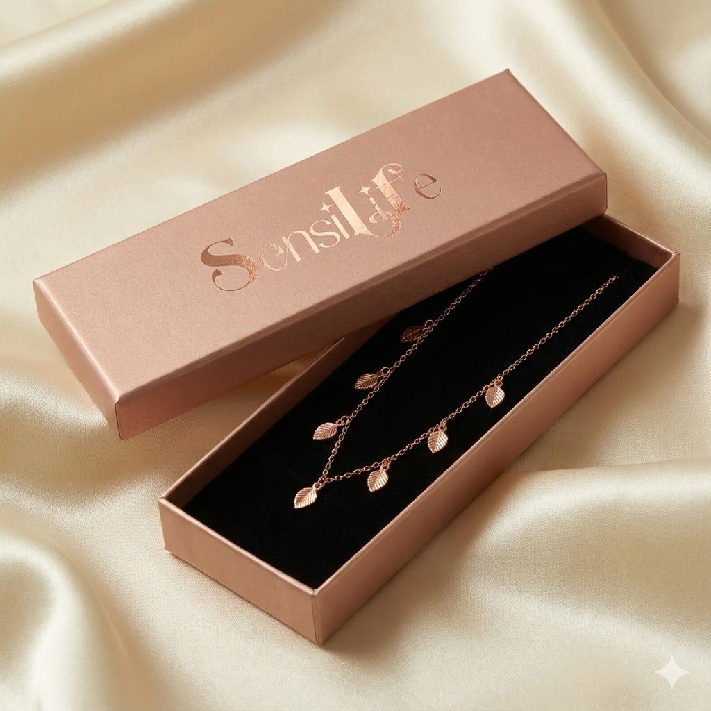 Elegant Rose Golden Leaf Charm Necklace