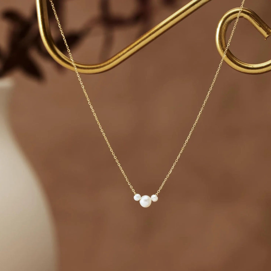 Elegant Triple Pearl Chain Necklace