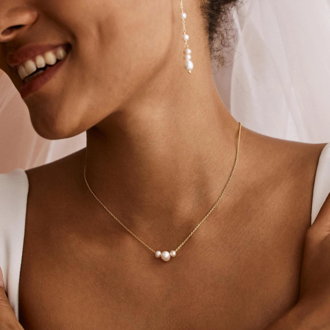 Elegant Triple Pearl Chain Necklace