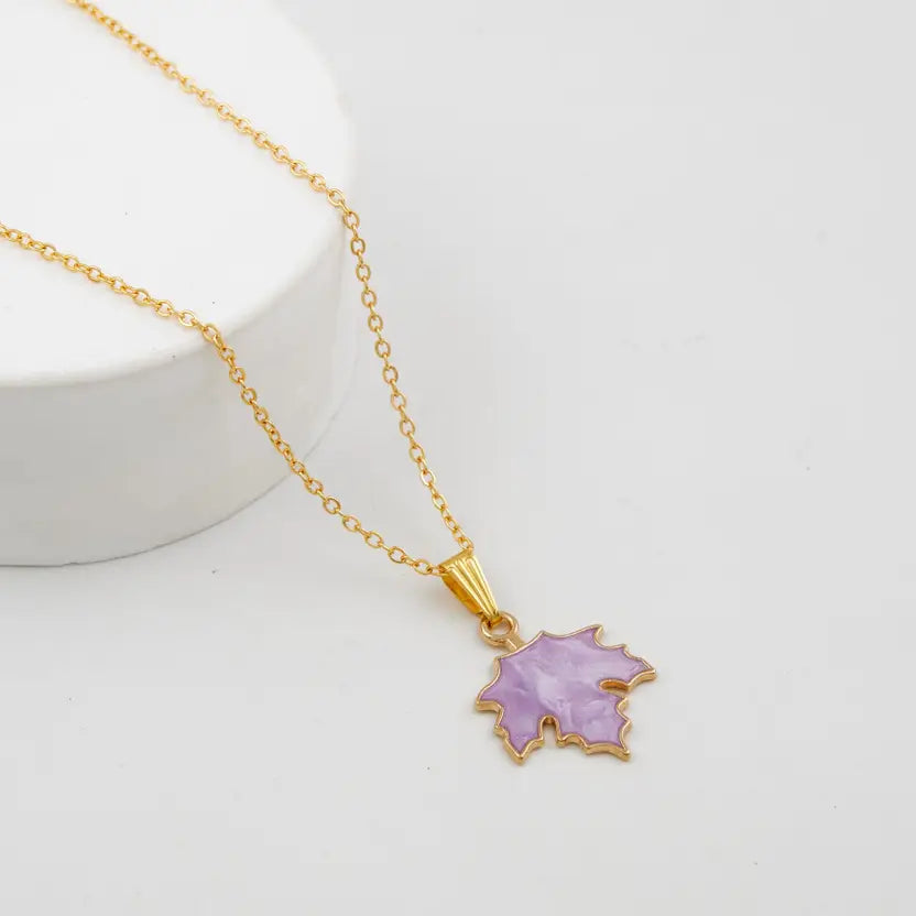 Pretty Maple Leaf Charm Pendant Necklace