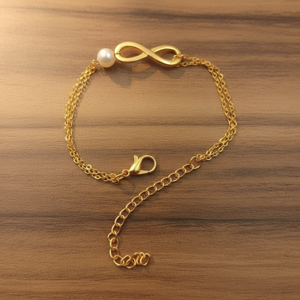 Minimal Elegant One Pearl Infinity Bracelet