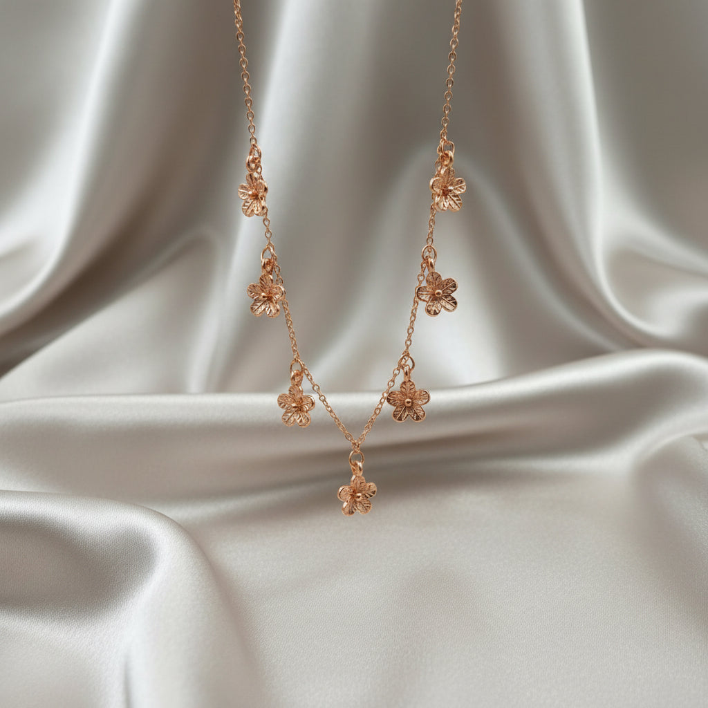 Elegant Rose Golden Flower Necklace