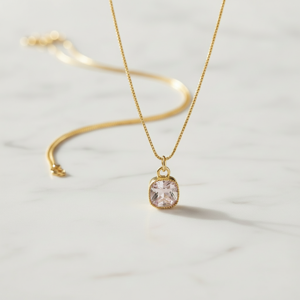 Square Diamond Pendant Necklace