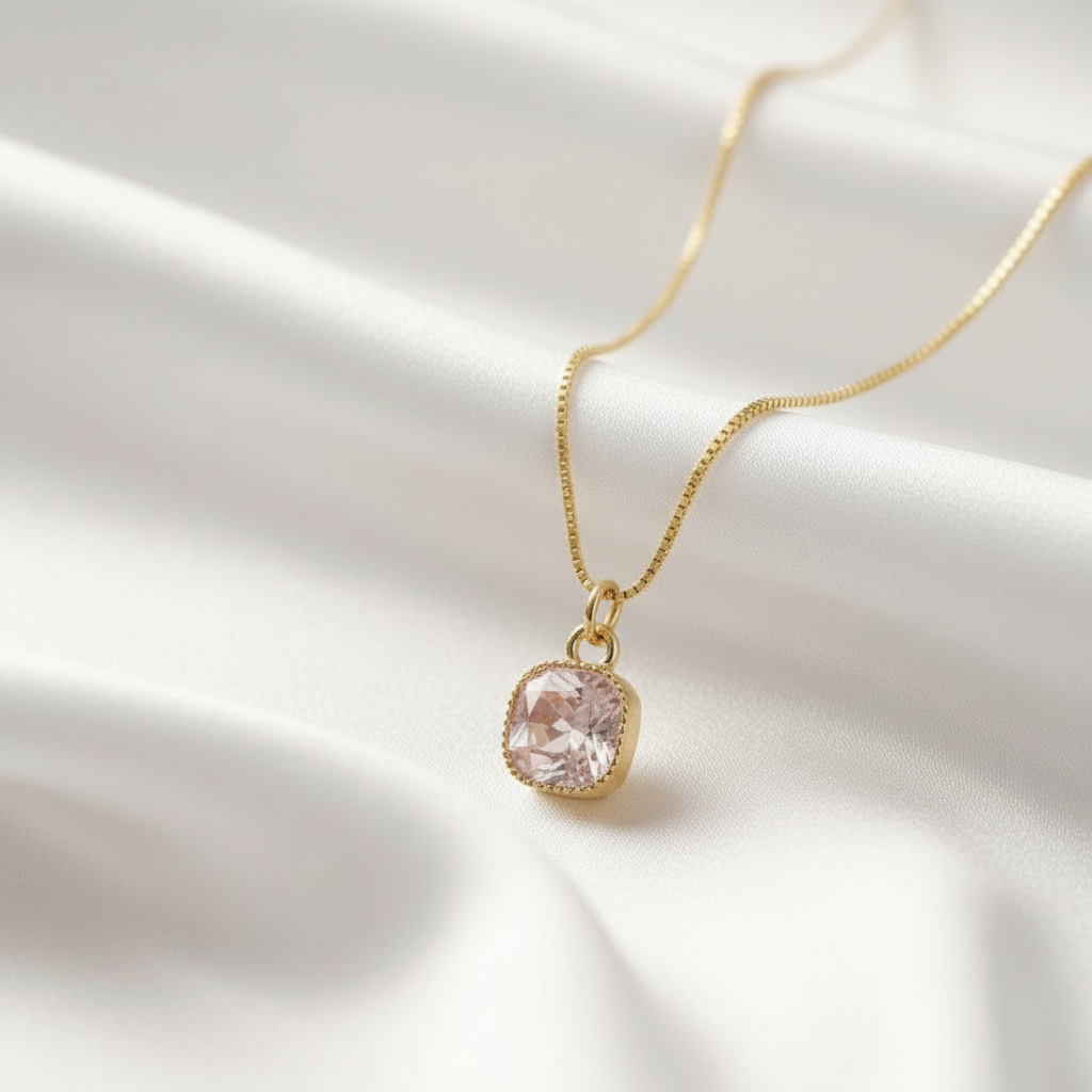 Square Diamond Pendant Necklace