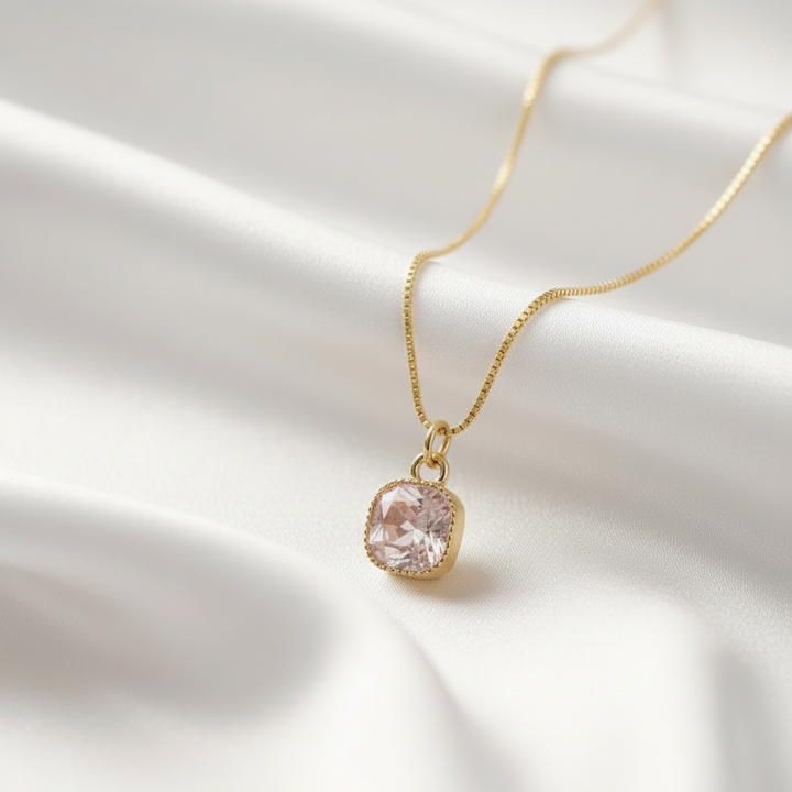 Square Diamond Pendant Necklace