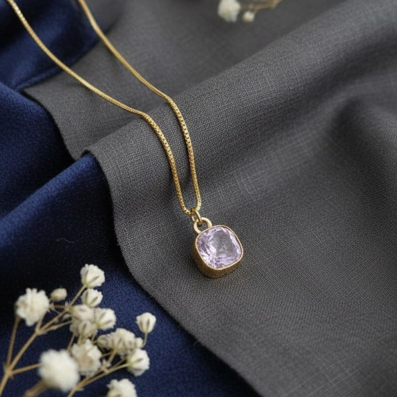 Square Diamond Pendant Necklace