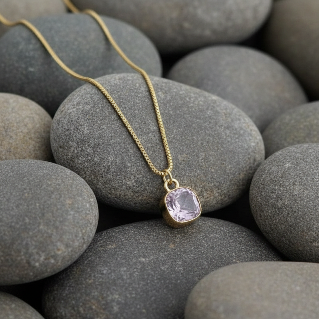 Square Diamond Pendant Necklace