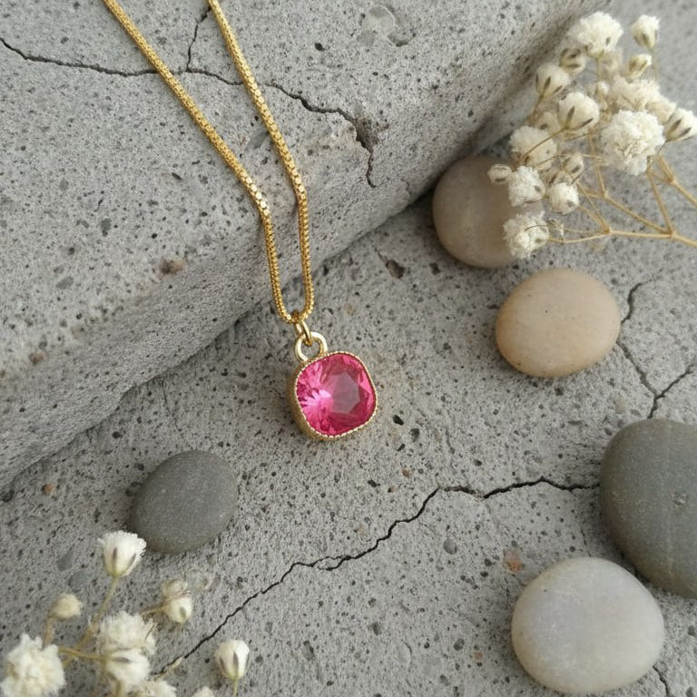 Square Diamond Pendant Necklace