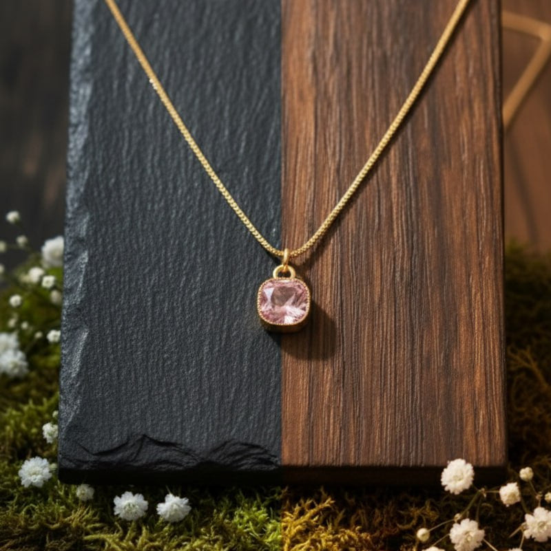 Square Diamond Pendant Necklace