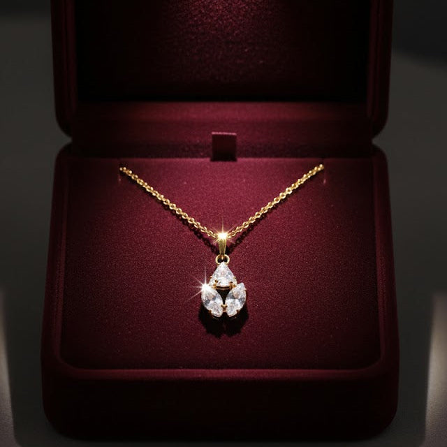 Elegant 3-Stone Pendant Necklace