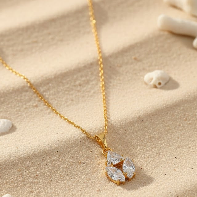 Elegant 3-Stone Pendant Necklace