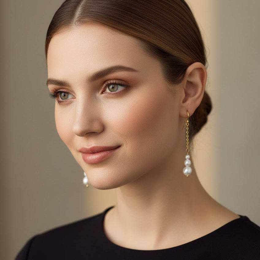 Graduated Sizing Pearl Drop Earrings