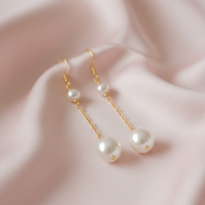 Twin Pearl Threader Earrings