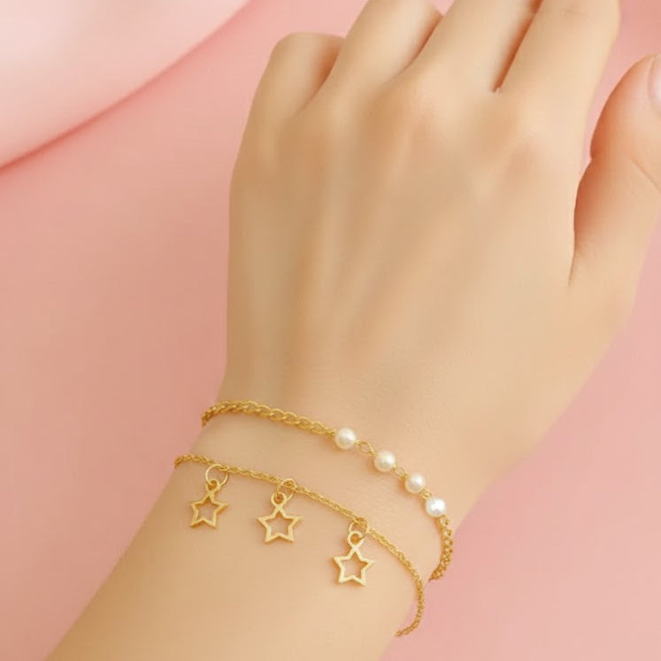 White Pearls Bracelet with Charm Star
