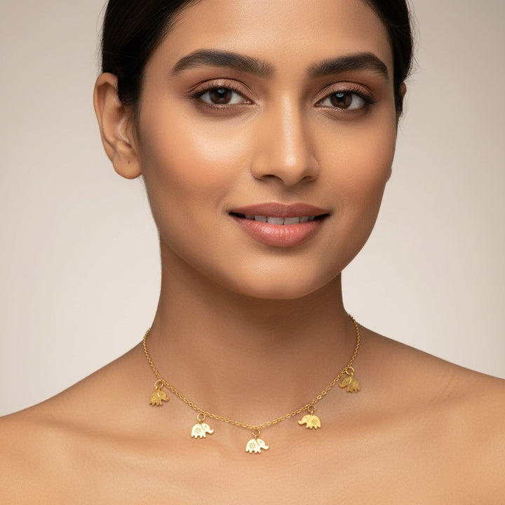 Golden-Plated Elephant Charm Necklace