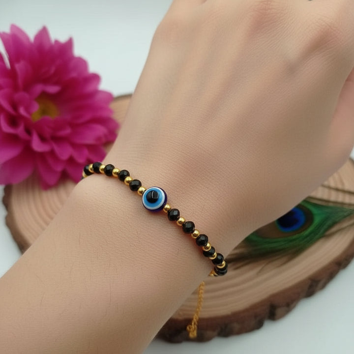Evil Eye With Black Pearl Bracelet
