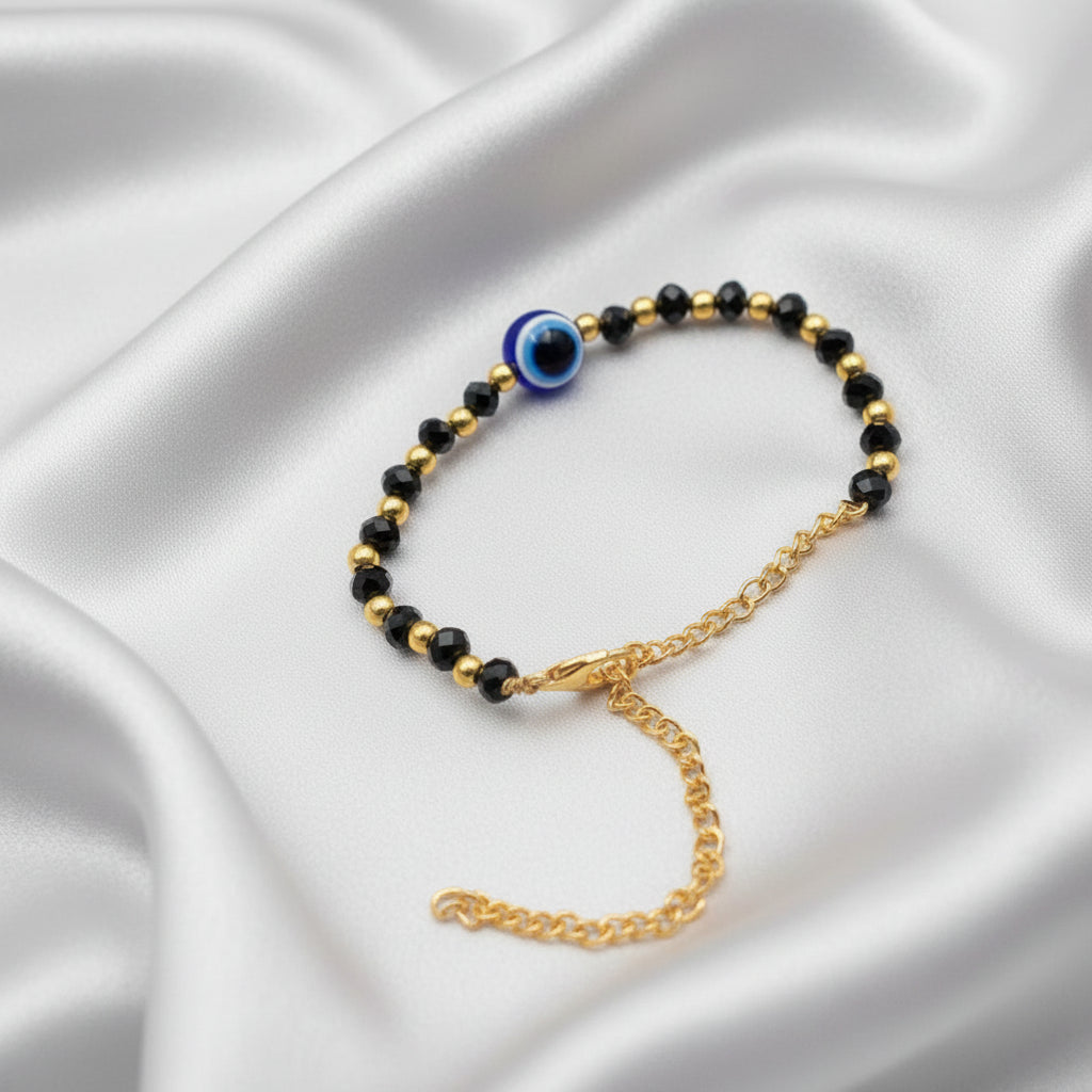 Evil Eye With Black Pearl Bracelet