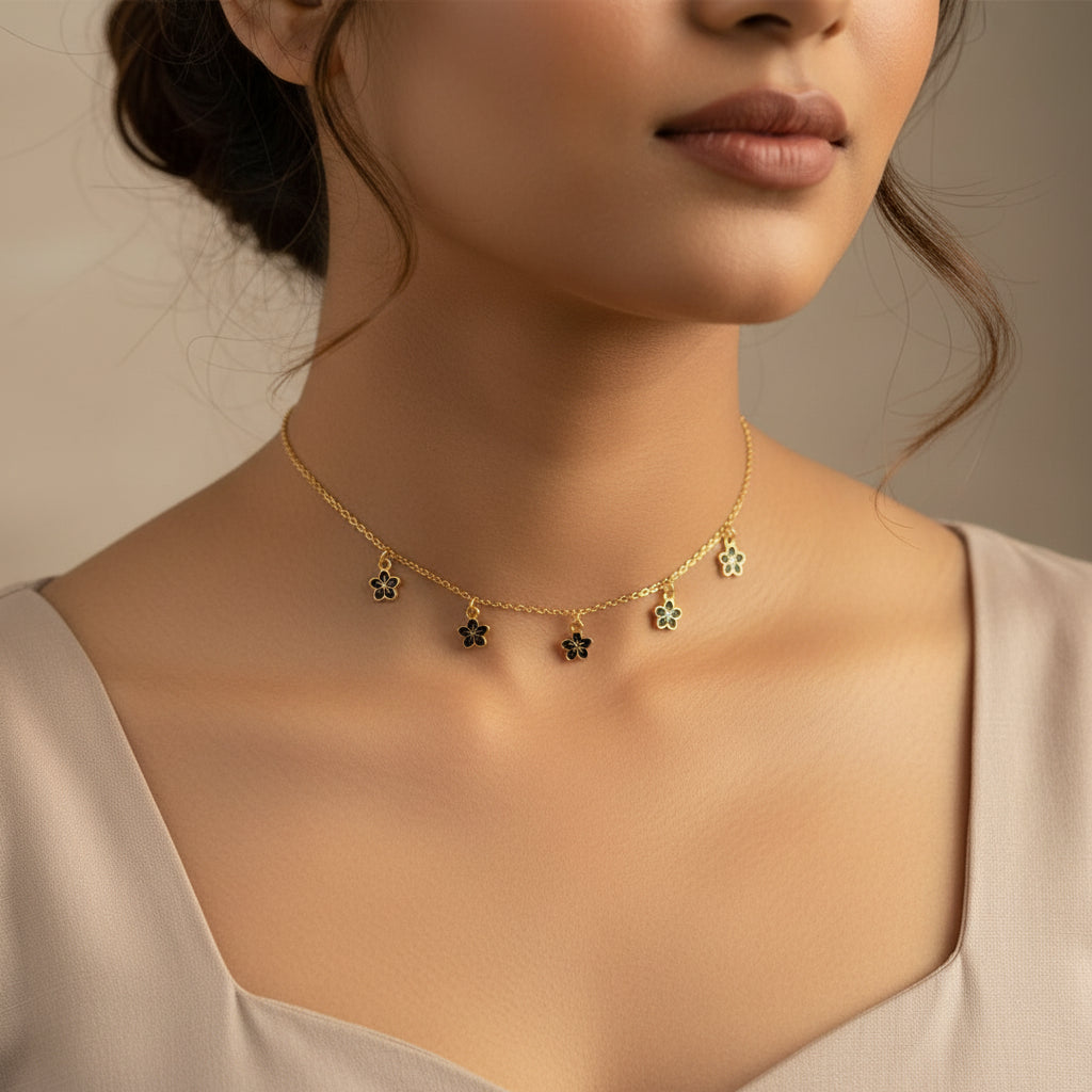 Golden Chain Flower Pendant Necklaces