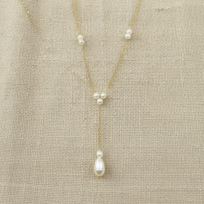 Dual Pearl Drop Y-Chain Necklace