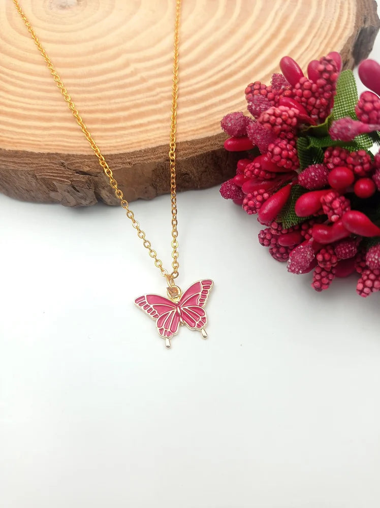 Pretty Butterfly  Charm Pendant Necklace