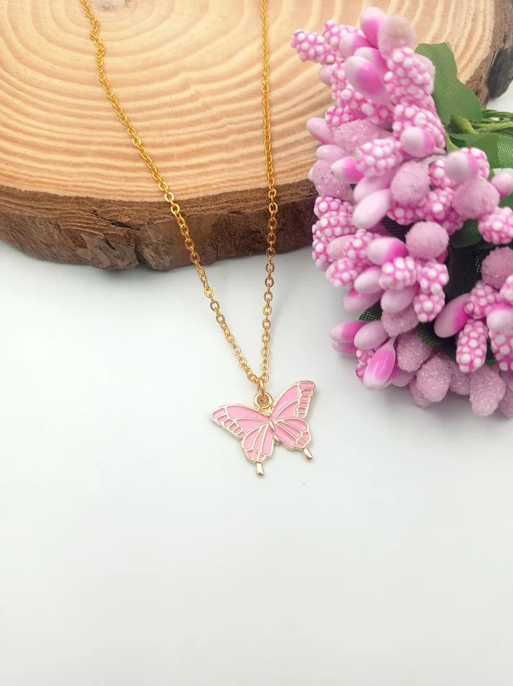 Pretty Butterfly  Charm Pendant Necklace