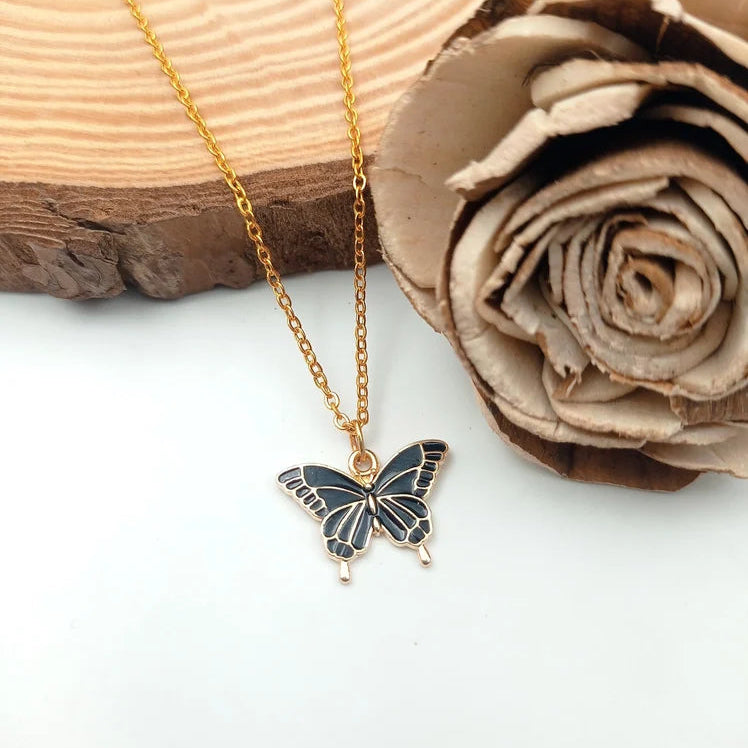 Pretty Butterfly  Charm Pendant Necklace