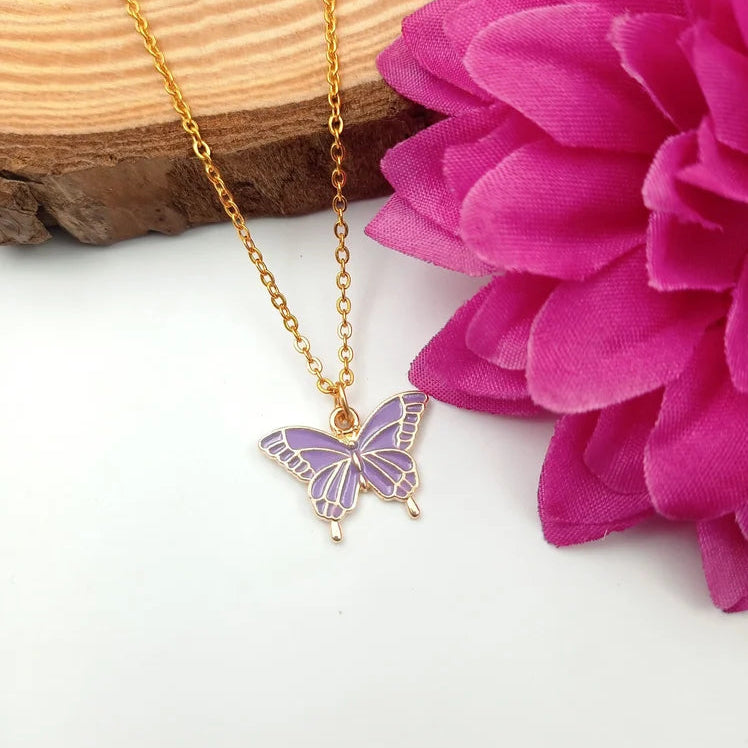 Pretty Butterfly  Charm Pendant Necklace