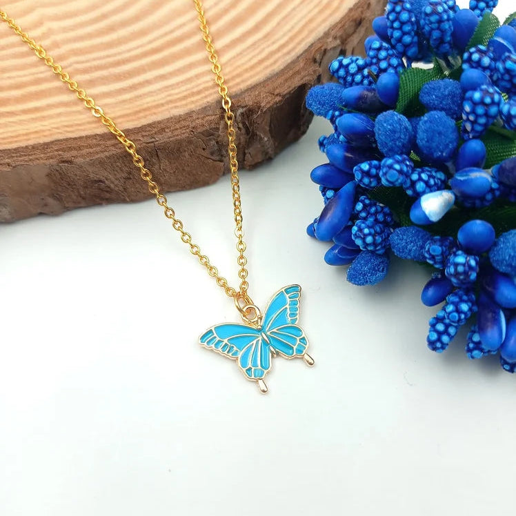 Pretty Butterfly  Charm Pendant Necklace