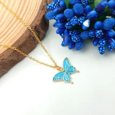 Pretty Butterfly  Charm Pendant Necklace