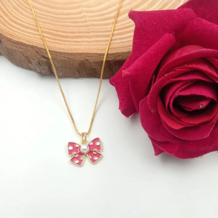 Pretty Pookie Bow Pendant Necklace